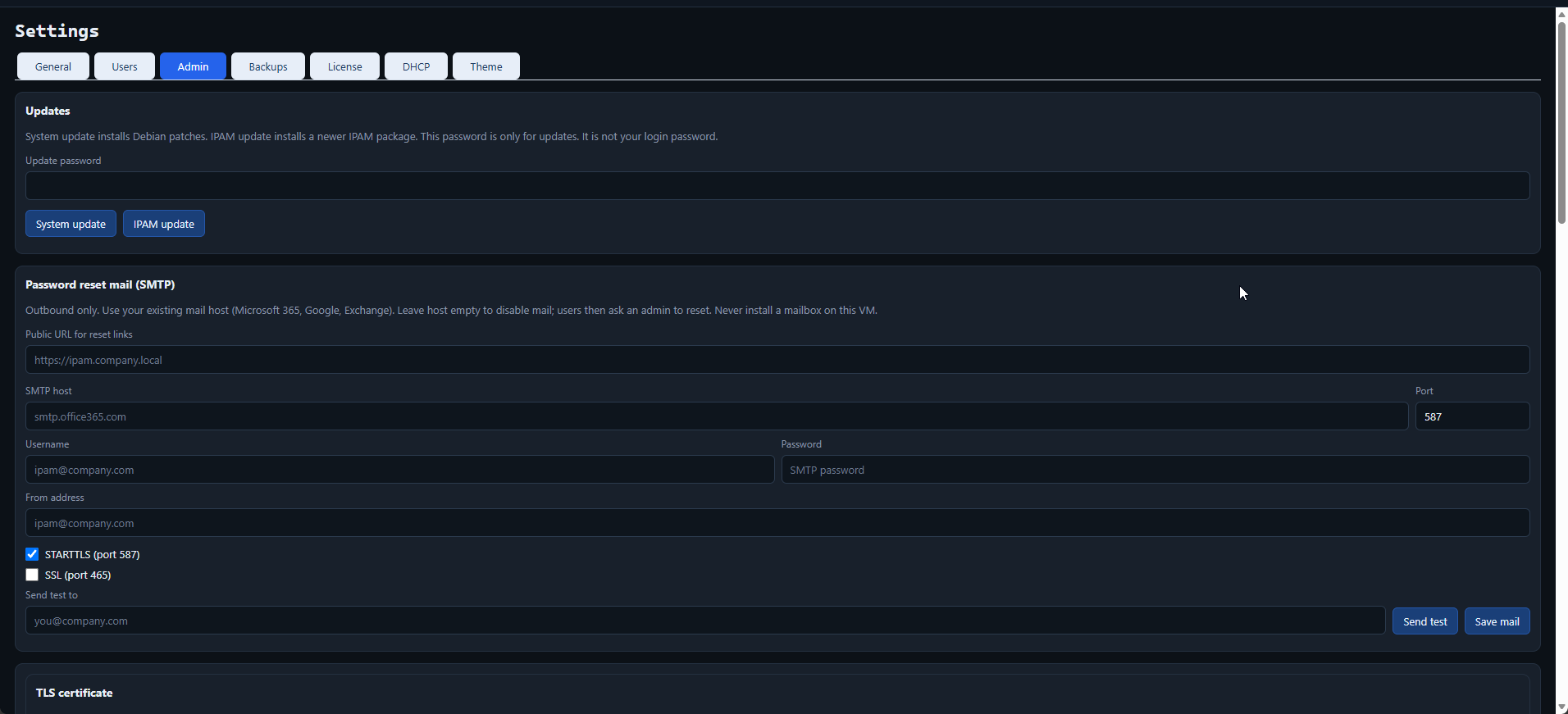 User management with admin and user roles